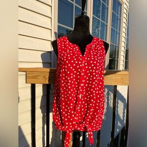 The Limited Blouse Red With White Polka Dots Sleeveless V Neck Top Size Small